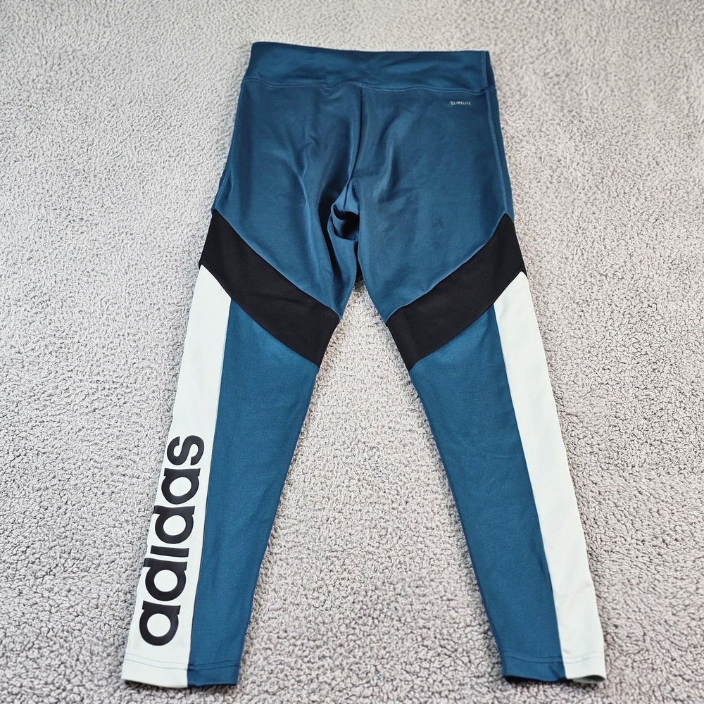 Adidas Leggings Womens Small Blue Climalite Colorblock Ankle‎ Logo Running